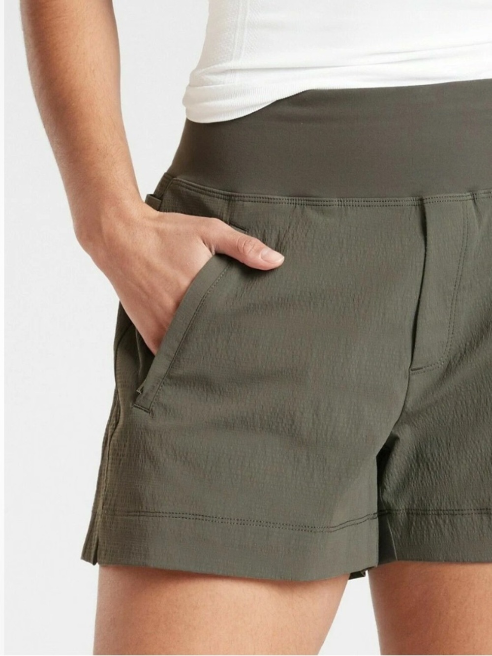 Athleta Trekkie North Shorts in Mountain Olive - Picture 2 of 14